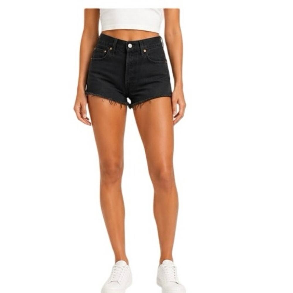 Levi's Premium 501 Original Black High Rise Button Fly Cut Off Shorts Size 34